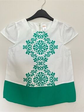 Gymboree White & Teal Girls'  Top Size 10 (NWT)
